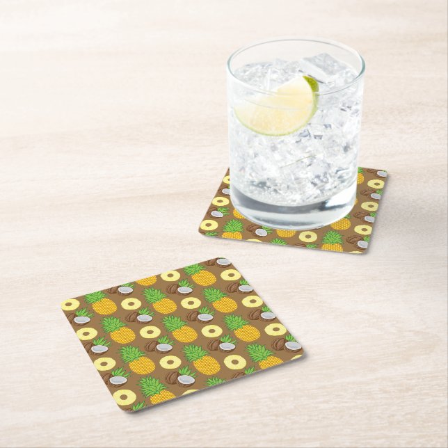 Muster "Ananas Coconut Bliss" Rechteckiger Pappuntersetzer (Vor Ort)