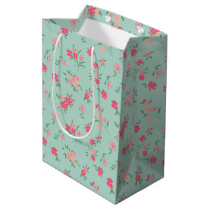 Muster Aquamarin Pink Dainty Ditsy Blume Mittlere Geschenktüte