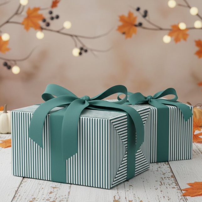 Muster aquamarin und weiß Streifen Geschenkpapier (Modern & Classic Teal Green Wrapping Paper. Trendy Teal Green Blue & White Chic Stripes Pattern)