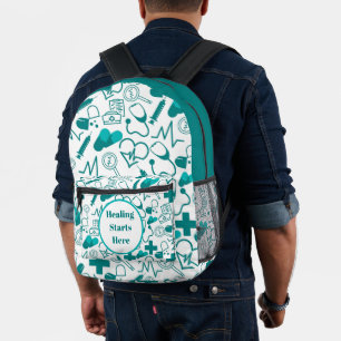 Muster aquamariner medizinischer Icons für individ Bedruckter Rucksack