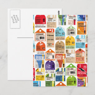 Muster aus alten Reisekarten. Postkarte