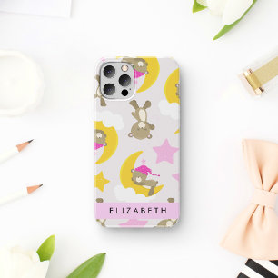 Muster aus Bären, Teddybären, Sternen, Ihrem Namen iPhone 16 Hülle