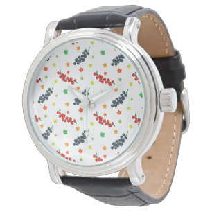 Muster aus Beeren, Rotbeere, Blaubeere, Obst Armbanduhr