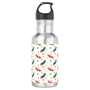 Muster aus Beeren, Rotbeere, Blaubeere, Obst Edelstahlflasche