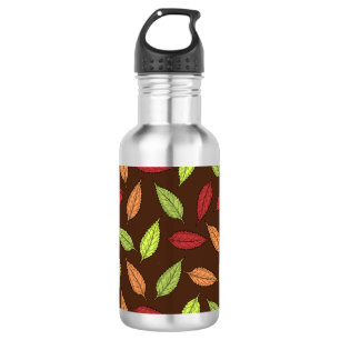 Muster aus Blättern, farbenfrohe Blätter, Herbstbl Edelstahlflasche