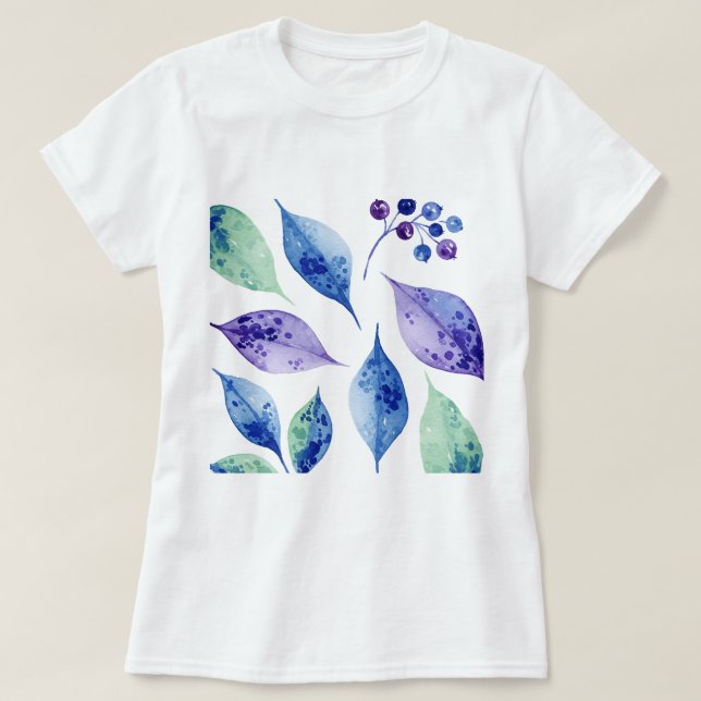 Muster aus Blättern und Beeren T-Shirt (Design vorne)