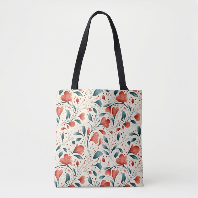 Muster aus blauem Leaf und rotem Flor (Vorderseite)