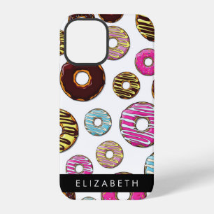 Muster aus Donuts, Bunte Donuts, Ihr Name iPhone 12 Pro Hülle