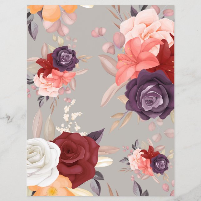 Muster aus farbenfrohen Blumen einschließlich Rose Flyer (Hinten)