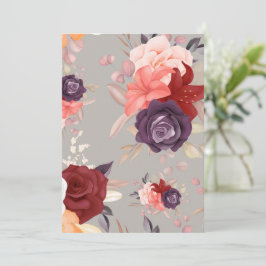 Muster aus farbenfrohen Blumen einschließlich Rose Hinweiskarte
