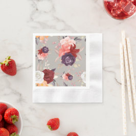 Muster aus farbenfrohen Blumen einschließlich Rose Serviette