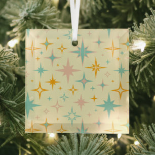 Muster aus farbenfrohen Retro-Sternen Ornament Aus Glas