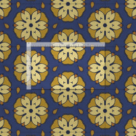 Muster aus Gold und Blüten und Teardrop Stoff