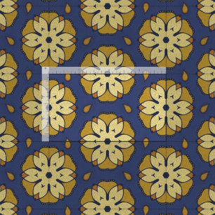 Muster aus Gold und Blüten und Teardrop Stoff