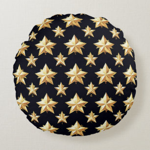 Muster aus goldenen Sternen Rundes Kissen
