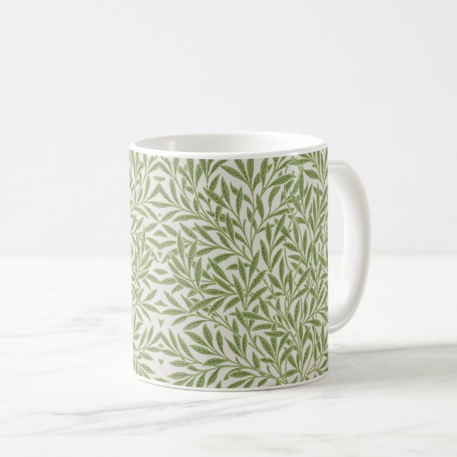 Muster aus grünen, blättrigen Zweigen  Kaffeetasse (VorderseiteRechts)