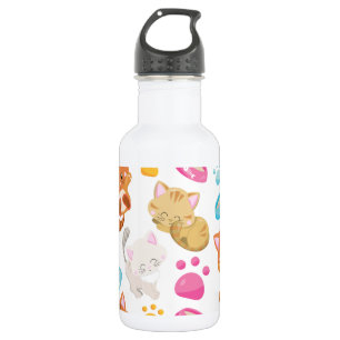 Muster aus Katzen, süße Katzen, Kätzchen, Pfoten Edelstahlflasche