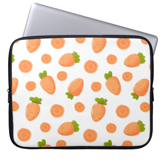 Muster aus kleinen Karotten und Scheiben Laptopschutzhülle (Vorderseite)