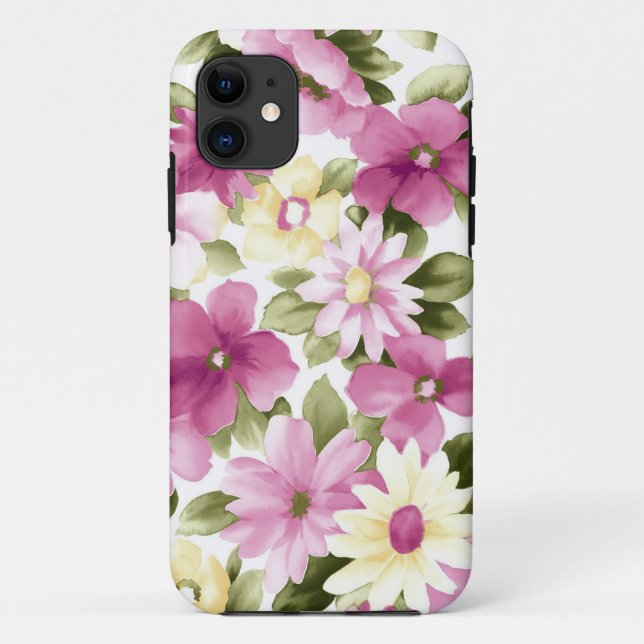 Muster aus rosa und gelben Blumen Case-Mate iPhone Hülle (Rückseite)