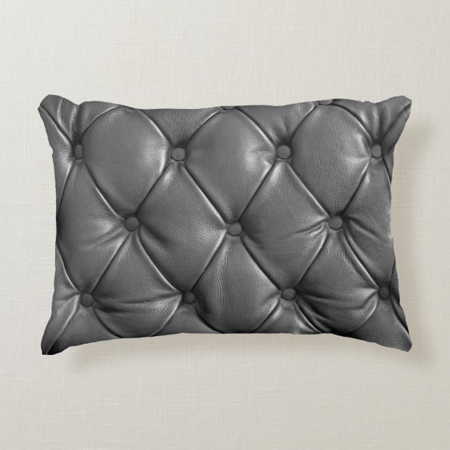 Muster aus schwarzem echtem Leder mit  Dekokissen (Vorderseite)