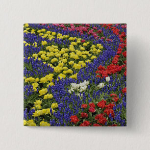 Muster aus Tulpen und Traubenhyazinthenblüten, 2 Button