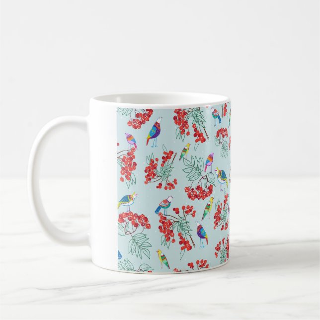 Muster aus Vögeln und Beeren Kaffeetasse (Links)