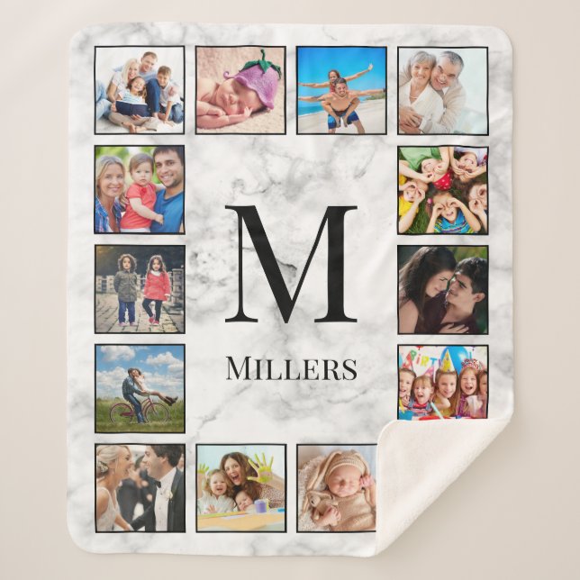 Muster aus weißem Marmor Sherpadecke (Vorderseite)