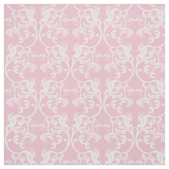 Muster aus weißem, rosa, parisianischem Damaskus Stoff (Muster)