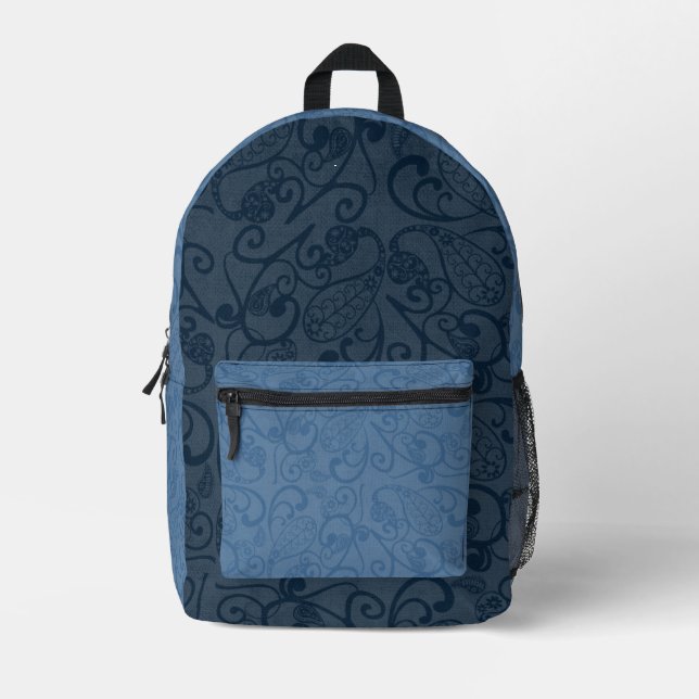 Muster-Backpack mit blauem Blattmuster Bedruckter Rucksack (Vorderseite)