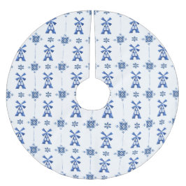 Muster-Baum-Rock Holländer-Delfts blauer Polyester Weihnachtsbaumdecke