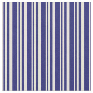Muster Beige & Midnight Blue Lines/Streifen Stoff