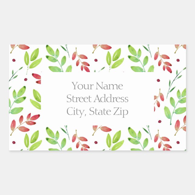 Muster-Blätter für gemischte rote, grüne Wasserfar Rechteckiger Aufkleber (Vorderseite)