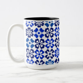 Muster Blau Floral Zweifarbige Tasse