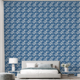 Muster Blau und Weiß Schlafzimmer Tapete
