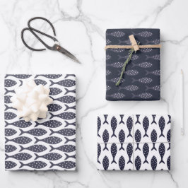 Muster blaue, weiße Papiertücher Geschenkpapier Set