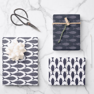 Muster blaue, weiße Papiertücher Geschenkpapier Set