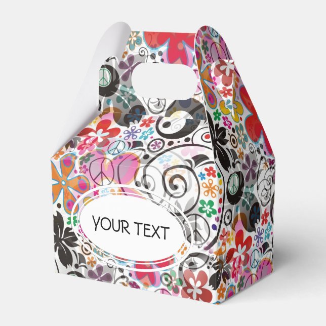 Muster - Blume Power Frieden + Ihr Text Geschenkschachtel (Vorderseite)