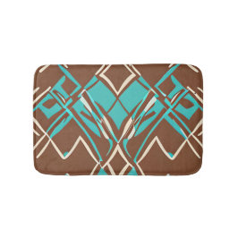 Muster Boho Brown und Turquoise geometrische Forme Badematte