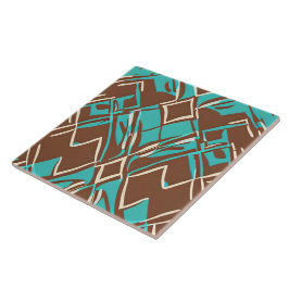 Muster Boho Brown und Turquoise geometrische Forme Fliese