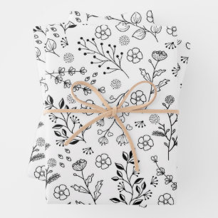 Muster botanische und wilde Blume Geschenkpapier Set