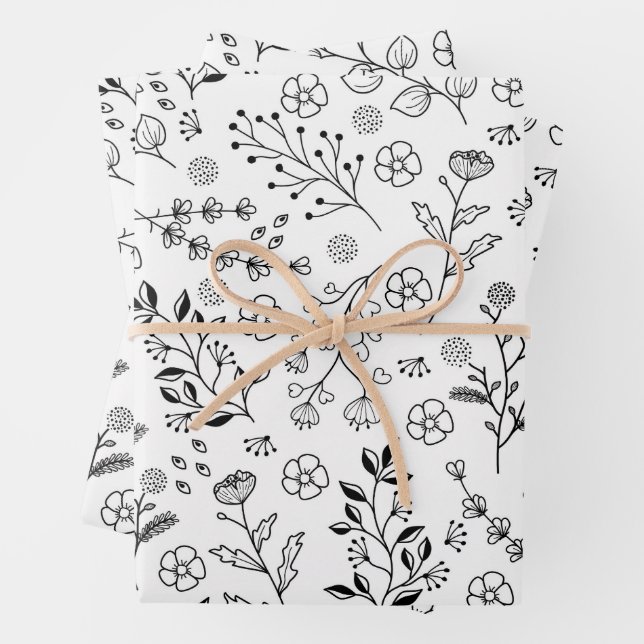 Muster botanische und wilde Blume Geschenkpapier Set (Beispiel)