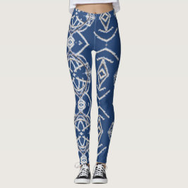 Muster Bright Blue & White Snow Formen Leggings