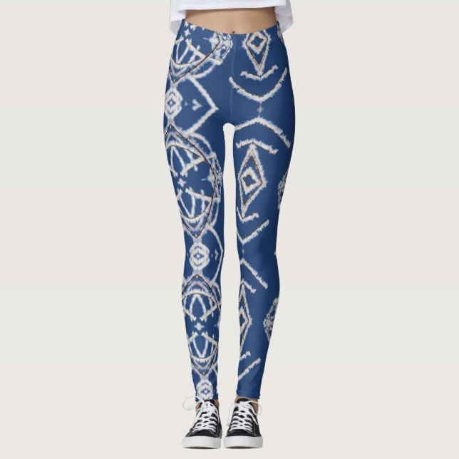 Muster Bright Blue & White Snow Formen Leggings (Vorderseite)