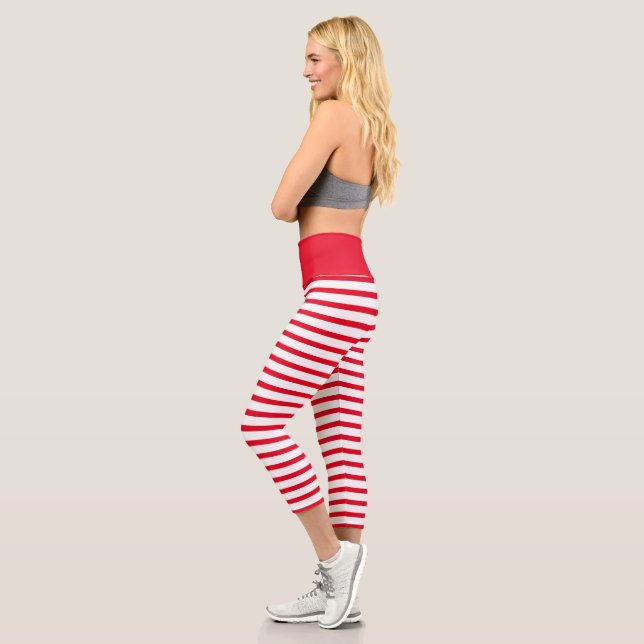 Muster Capri-Leggings in Rot-Weiß-Streifen Capri Leggings (Links)