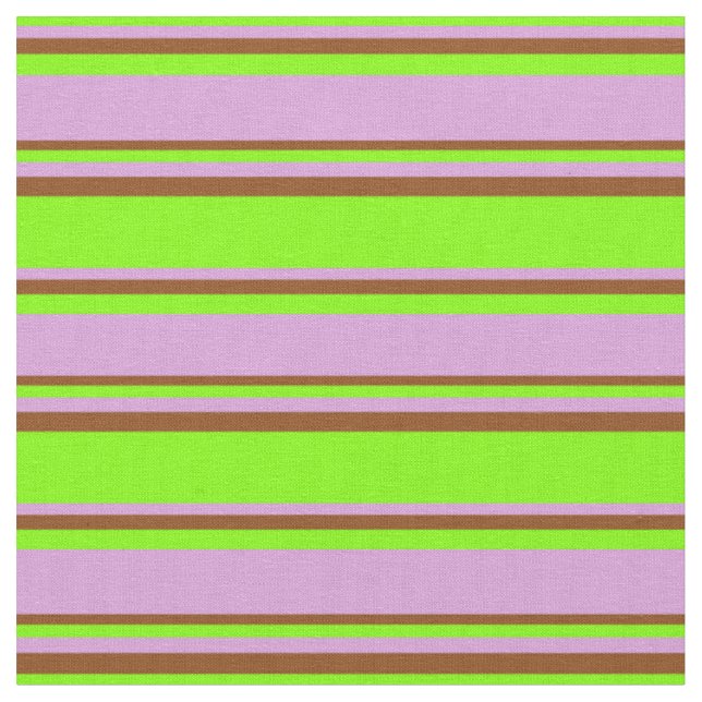 Muster Chartreuse, Pflaume und braune Streifen Stoff (Nahaufnahme)