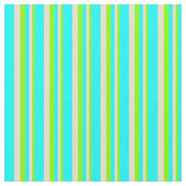Muster Chartreuse, Tan und Cyan Lined/Striping Stoff (Nahaufnahme)