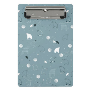 Muster, das ein niedliches polares anzeigt mini klemmbrett