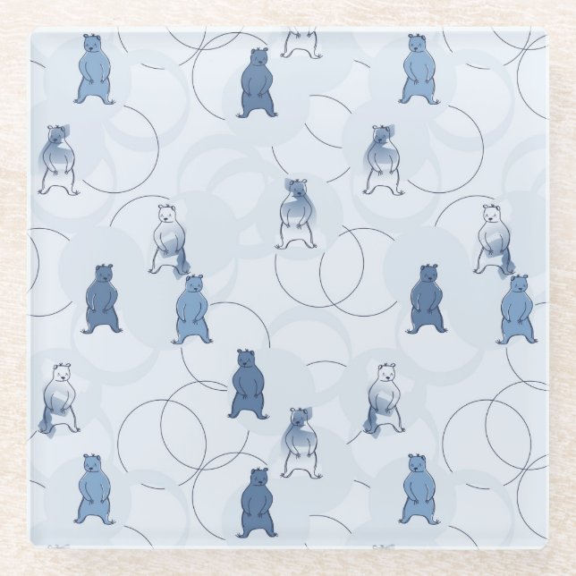 Muster, das einen Grizzlybären kennzeichnet Glasuntersetzer (Vorderseite)