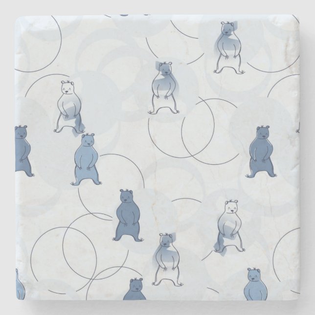 Muster, das einen Grizzlybären kennzeichnet Steinuntersetzer (Vorderseite)