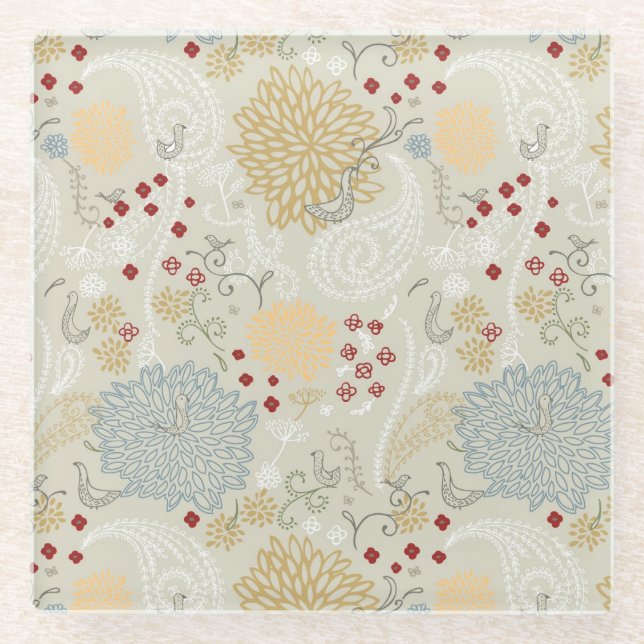 Muster, das gelockten Garten anzeigt Glasuntersetzer (Vorderseite)